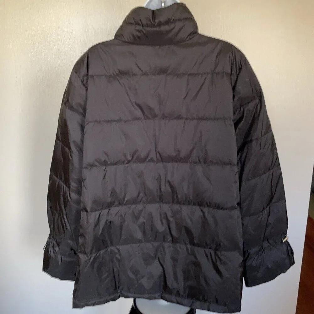 Womens Motto Quilted Puffer Jacket Coat Black Funnel Collar Plus Sz 1X Full Zip - Picture 6 of 8